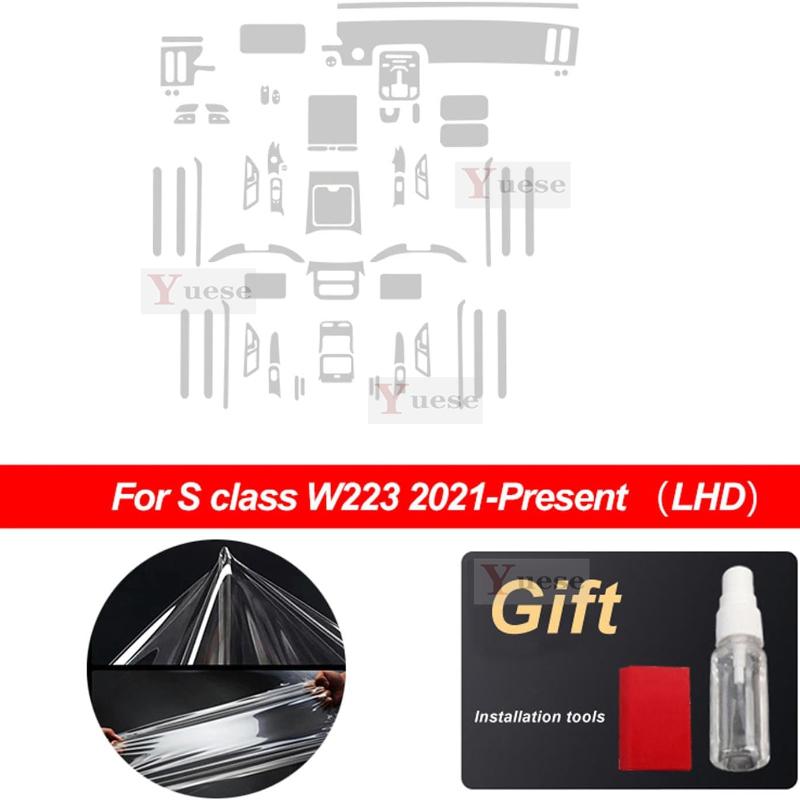 Für Mercedes Benz S-Klasse W223 -2025 Maybach Innenraum Dünne Folie Transparent TPU Schutzfolie Kratzfest Aufkleber