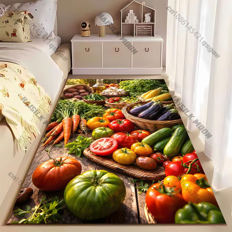 Fresh Colorful Variety of Vegetables Carpet Yoga Living Room Room Decor Children's Crawling Mat Doormat Area Rug Games Mat