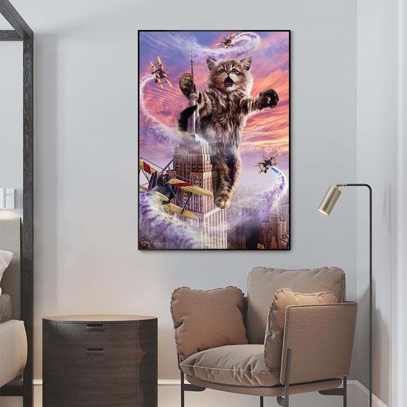 Abstrakte Kunst, süße Myanmar-Katze, Poster und Drucke, Leinwandgemälde, Wandbilder für Schlafzimmer, Wohnzimmer, Heimdekoration