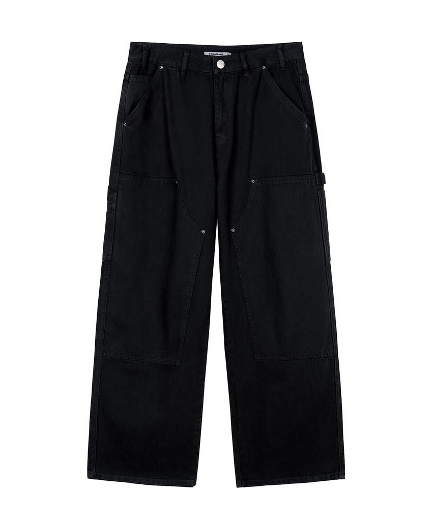 EXCONTAINER Double Knee Carpenter Garment Dyed Pants (Washed Black)