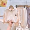 Sets Autumn Winter Warm Fleece Suits Cardigan Pants Outfits Boys Girls Homewear