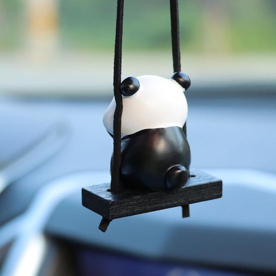 Auto-Panda-Anhänger, farblich passende Schaukel, gute Details, farbechtes Auto-Hängeornament, Tier-Spiegel-Hängeanhänger, Auto-Innenzubehör