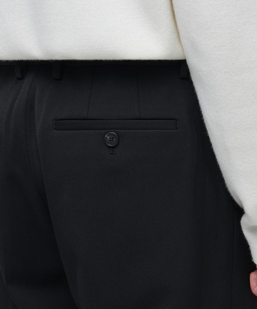 Musinsa Standard Heavyweight Fleece-Lined Tapered Hidden Elastic Waist Length Slacks [Black]