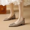 Fashion 2025 New Vintage Low-heel Women Pumps Retro Genuine Leather Mature Pointed Toe Office Lady Working Spring Summer Shoes Woman
