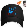 Blue Butterfly Floral Print Baseball Cap Adjustable Polyester Casual Dad Hat for Unisex Adults