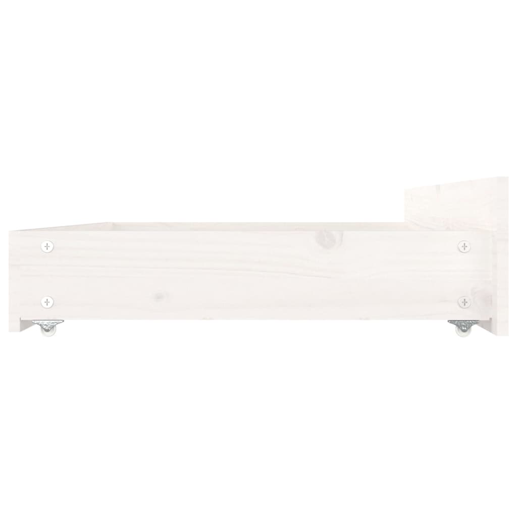 Bed Drawers 4 pcs White Solid Pine Wood