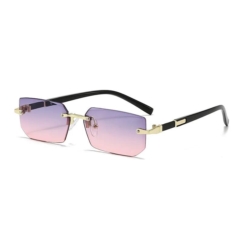 Occhiali da Sole Donna Senza Montatura Rettangolari Moda Popolari Occhiali Uomo Tonalità Piccoli Quadrati Occhiali da Sole per Donna Uomo Estate Oculos