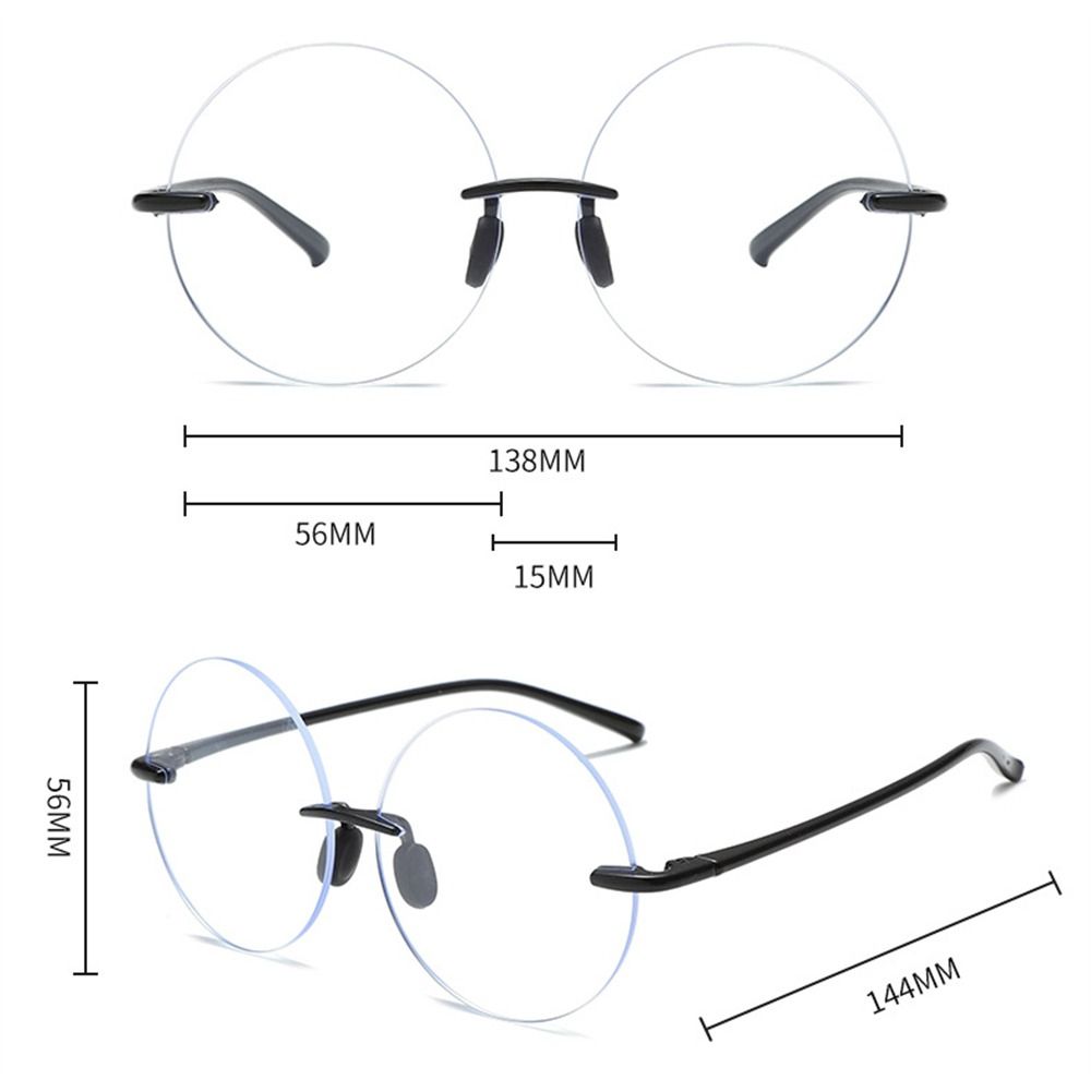 Diamond Cut Rimless Anti-UV Blue Rays Eyeglasses Circular Spectacle Frame Frame High-definition Glasses Ultralight Flat Mirror Eyewear Ladies Men