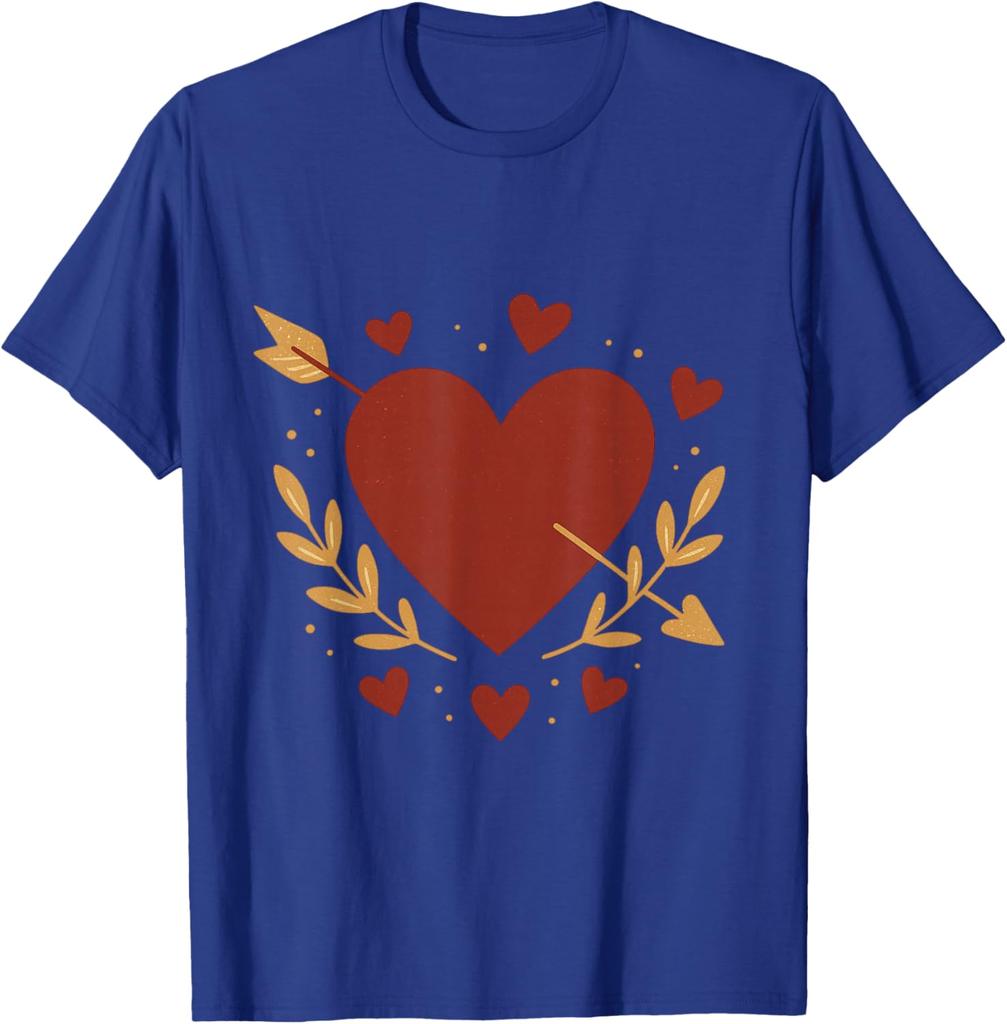 Cupid Arrow Heart Print Casual Men's Cotton Graphic Tee Daily Short Sleeve T-Shirt