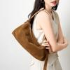 Wide Shoulder Strap Versatile Leather Cowhide Messenger Bag Matte Suede Fashion Commuter High-end Light Luxury Shoulder Bag