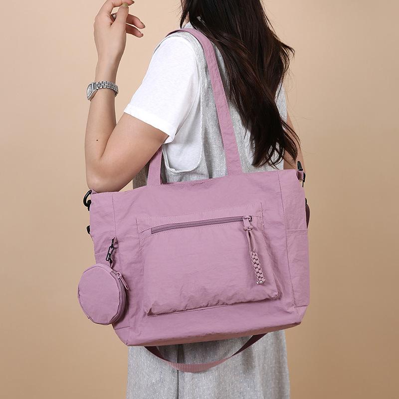Large Capacity Plain Canvas Tote Bag - Versatile Shoulder and Handheld Bag for Students