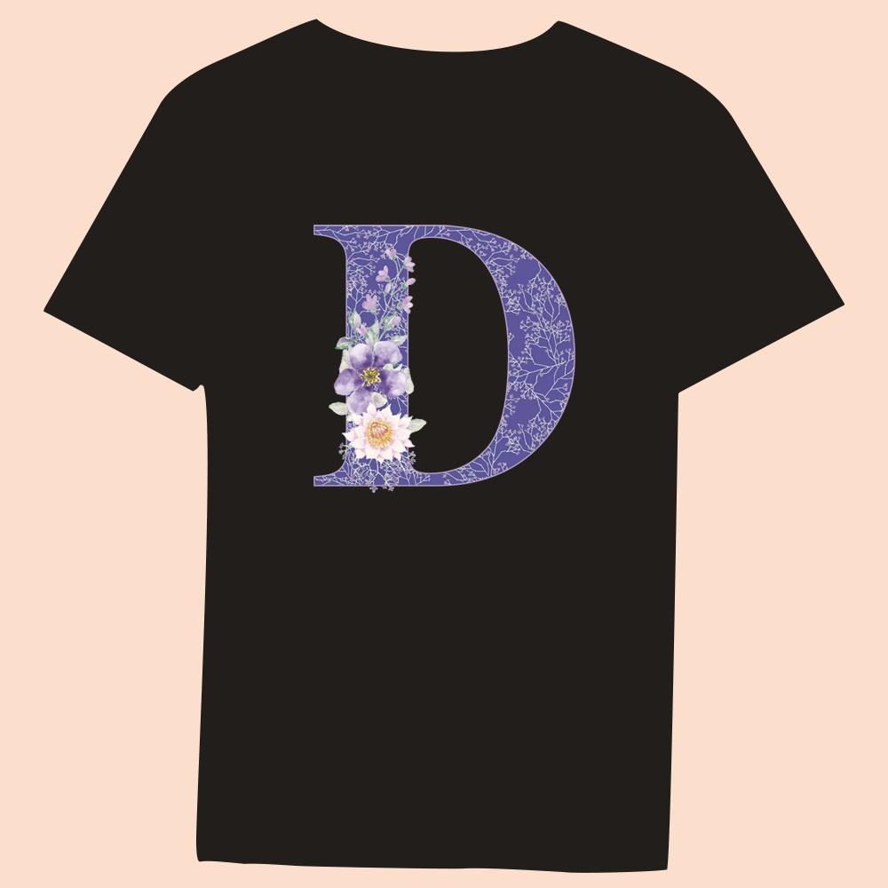 Women Summer Round Neck Slim Fit Commuter Short Sleeve Ladies Fashion Clothes Top T-Shirt Casual Top Purple Floral Letter Print