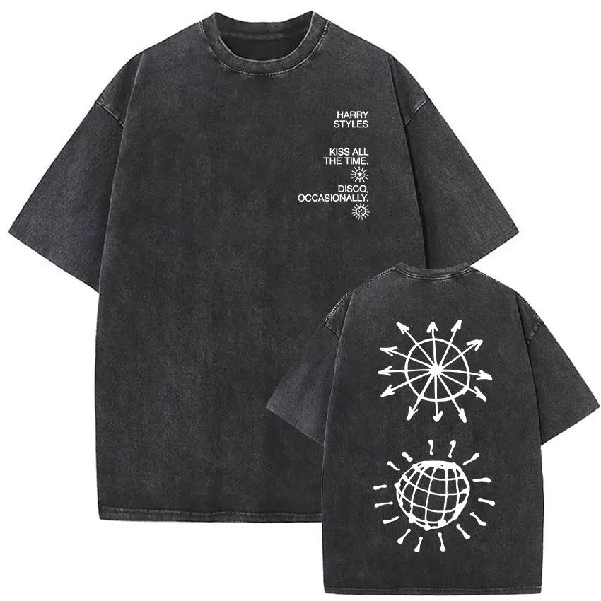 Harry Styles Together Tour Vintage Washed T-Shirt Herren Damen Popmusik Mode Übergroßes Baumwoll Grafik T-Shirt