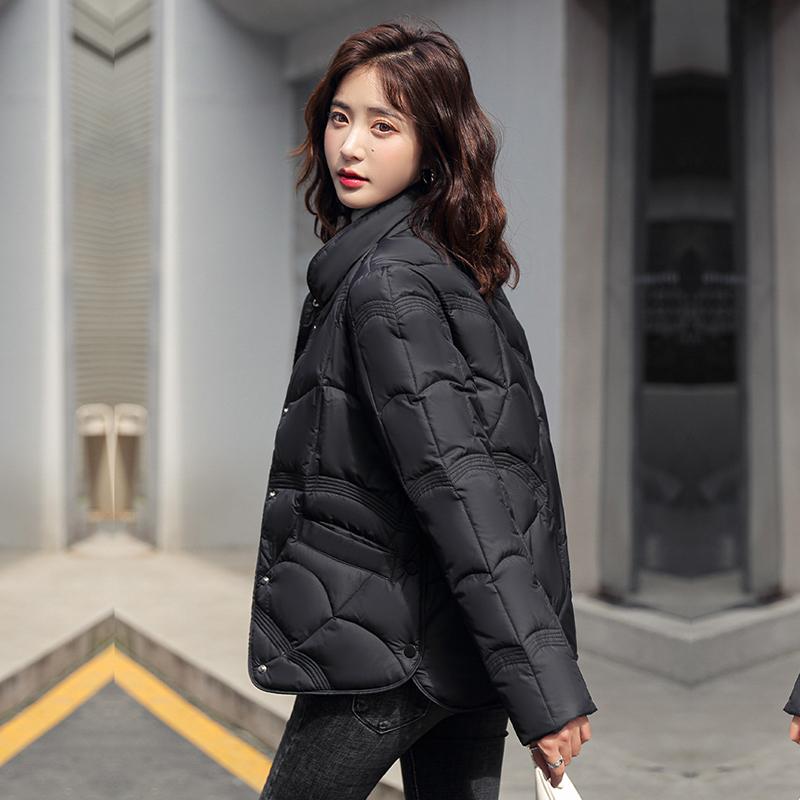 Autumn Winter Thicken Warm Short Parka Women Solid Color Loose Stand Collar Coat Jackets Outwear