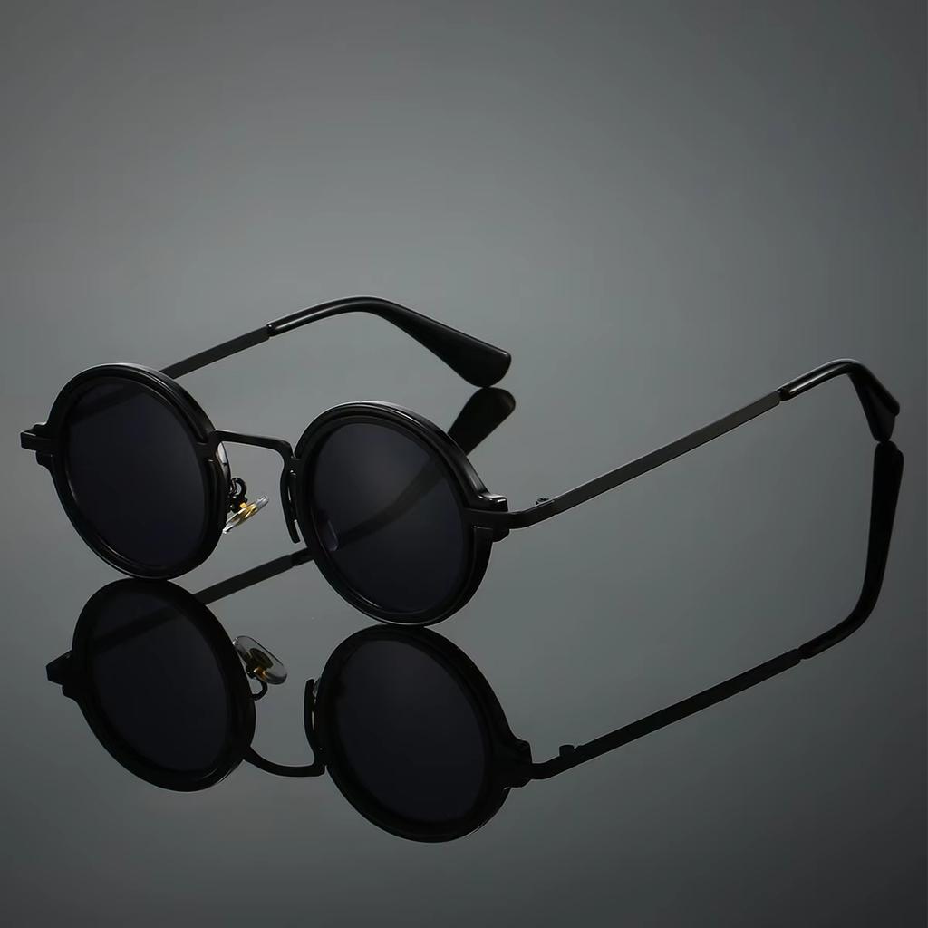 New Vintage Rock Punk Man Sunglasses Classic Small Round Glasses Women Outdoor Travel Black Lens Driving Eyewear UV400 Eyeglasse