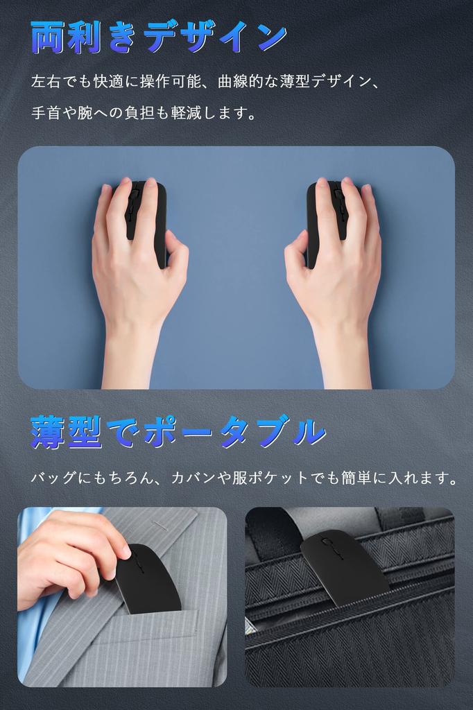 Thin and High Wireless Mouse Bluetooth Wireless Quiet Rechargeable Energy Saving 3DPI Mode High Precision Easy To Carry Compatible with Pro [Ultra