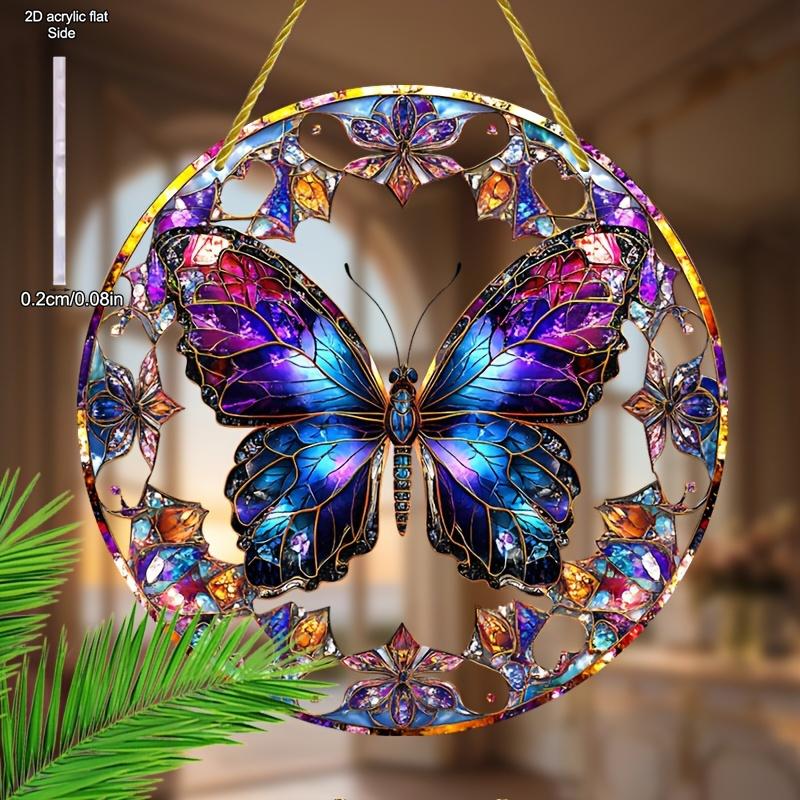 Vibrant Stained Glass Butterfly Garden Suncatcher, Colorful Insect Decor, Butterfly Enthusiast Ornament, Housewarming Present, Nurseries, Vintage Home
