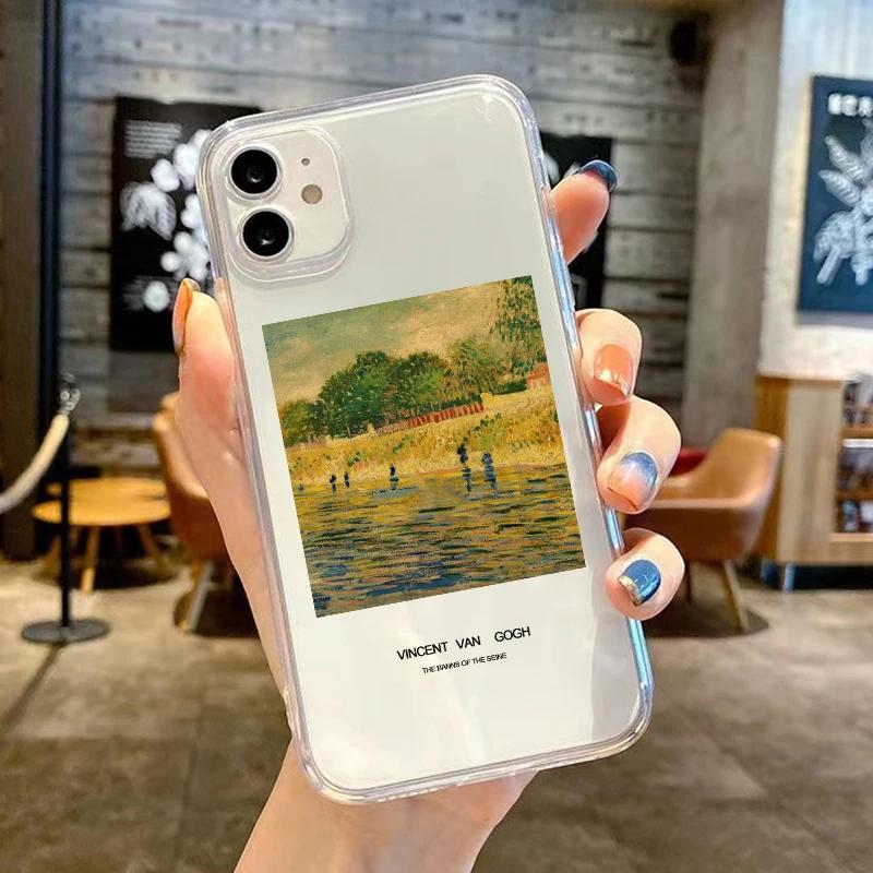 Retro Van Gogh Oil Painting Phone Case For iPhone 17 11 14 15 16Pro Max 12 Mini 13 7 16Plus 17E 16E Transparent Soft Cover Shell