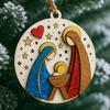 Nativity Scene Wooden Ornament Handcrafted Jesus Birth Scene for Christmas Tree Decor 3.25 Inch Religious Gift for Family Friends