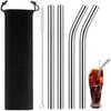 6Pcs Pearl Milk Tea Drinking Straw Wide 12mm Stainless Steel Bent Straw with Brush Fruit Juice Cocktail Straw Bar Accessories