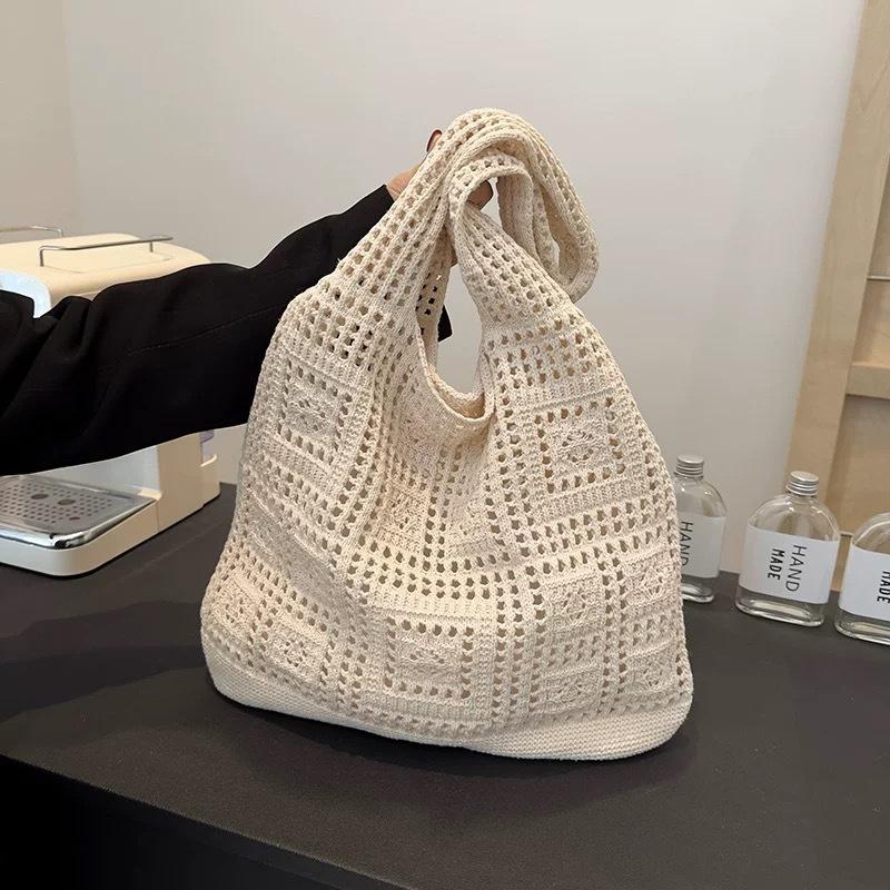 Zomer super populair geweven tas dames nieuwe literaire en artistieke stijl wol gebreide vakantie strandtas schouder messenger bag