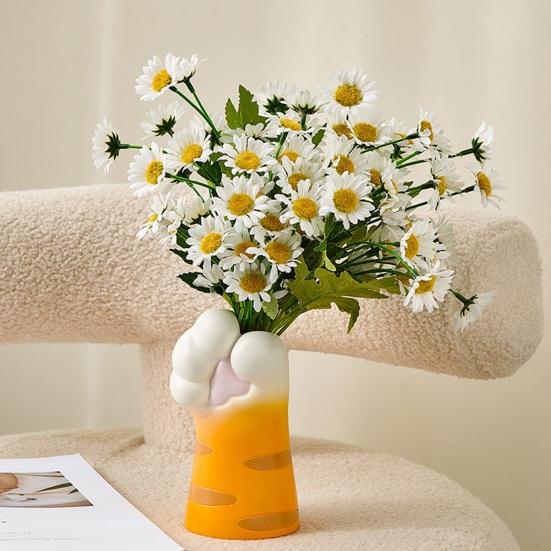 Vase Patte de Chat Mignonne Yousheng, Vase Arrangement Floral en Résine Forme Patte de Dessin Animé, Support Plante Décoratif de Bureau pour Salon, Chambre à Coucher, Bibliothèque