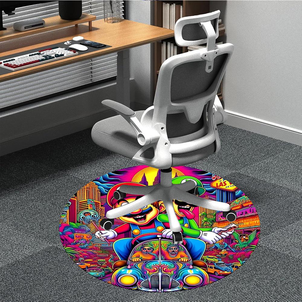 1PC Mario Bros Office Round Area Rug, Indoor Mat Suitable For Office, Under Office Chairs Bedroom Living Room Home Decor DT1212048