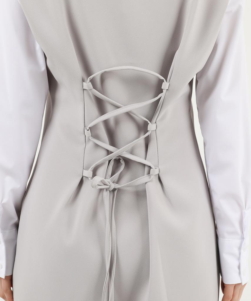 Catharsis Contrast Corset Collar Dress Beige One Size