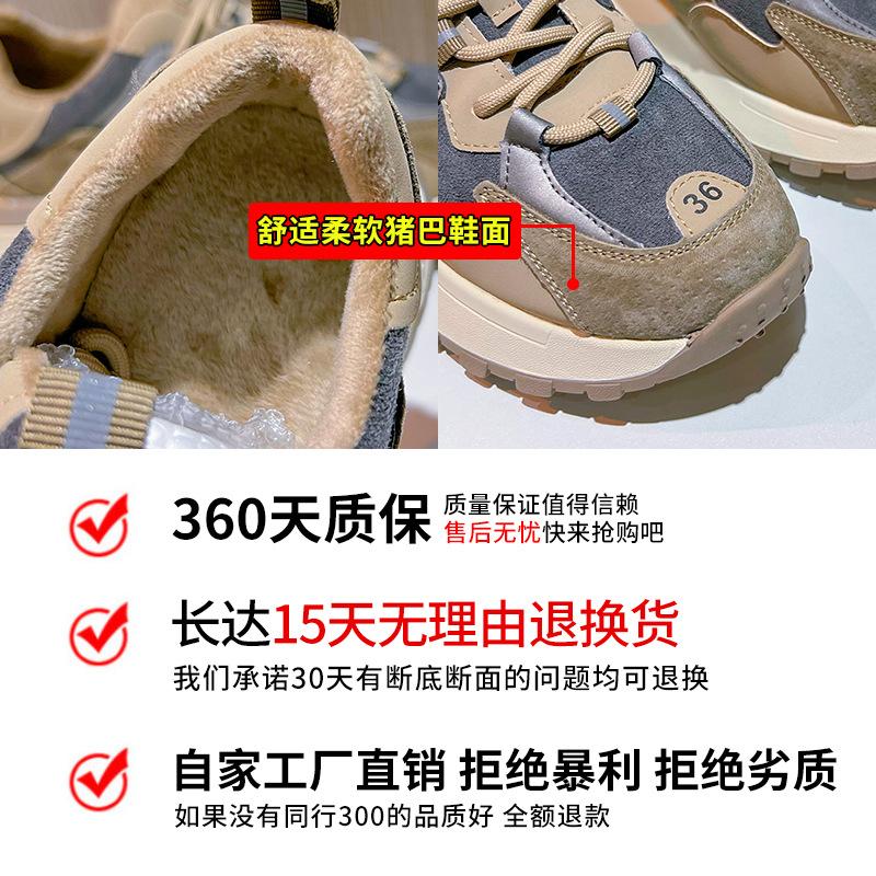 Fleece Dad Shoes Women's 2025 Spring New Women's Platform Sports Shoes Women's Casual Single Shoes Flat Leather Women's Shoes