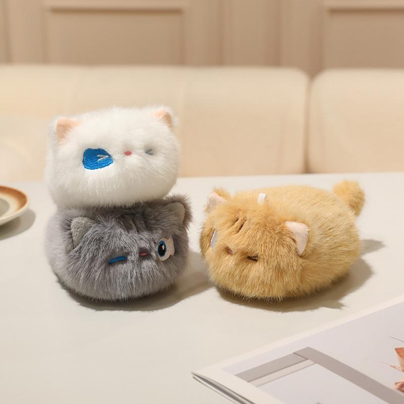 Cartoon Cute Black Cat Orange Cat Grey Cat Plush Toys Cartoon Lifelike Cat Kitten Dolls Backpack Pendants Girls Birthday Gifts