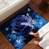 Covoraș de baie 3D cu trandafiri Covoraș de podea realist cu trandafiri și fluturi Covoraș absorbant antiderapant pentru hol, bucătărie, dormitor, sufragerie