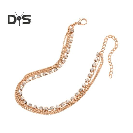 Women Anklet Multi-layered Rhinestone Decor Adjustable Length Polished Lady Ankle Jewelry Ankle Chain Birthdays Anniversaries Gift