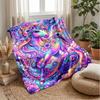 Rainbow Unicorn Fantasy Theme Blanket Lightweight Warm Flannel Blanket Decorative Throw Blanket for Home Decoration