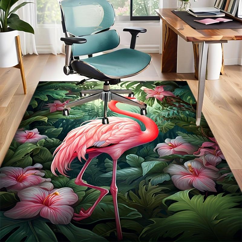 Tropical Flamingo RugAdd a Splash of Color toYour Living Room ExoticBird and FlowerDesign Anti slip carpet can be machine washed