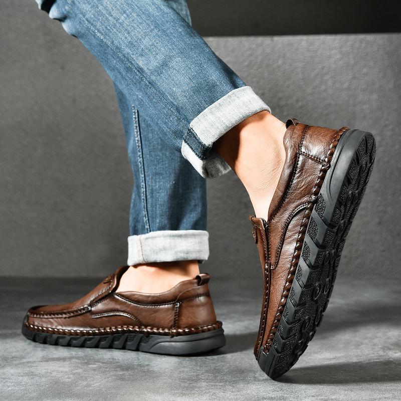 38-46 HOHO FAIR Spring/Fall Outdoor Leather Shoes Mens Car Driving Shoes Leather Large Size Ankle Boots Casual Shoes