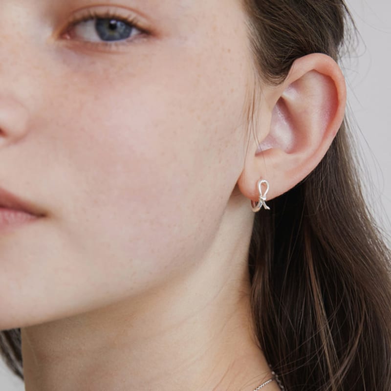 TATIANA (925 Silver) One Tie Hoop Earrings EC3113