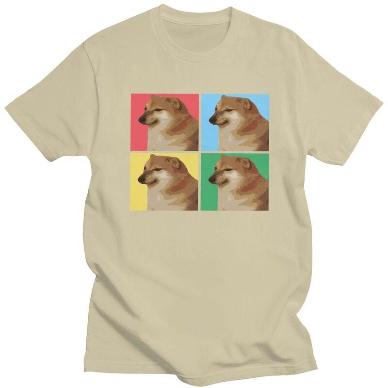 Custom Vaporwave Aesthetic Cheems T Shirts Men 100 Cotton Tees Shiba Inu Doge Meme Tshirt ShortSleeve Fashion Tshirt Clothing