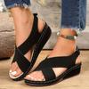 Dames Sandalen met Kruisbanden en Sleehak Romeinse Stijl Open Teen Platform Sandalen Dames Zomer Comfortabel Antislip Strandschoenen Grote Maten