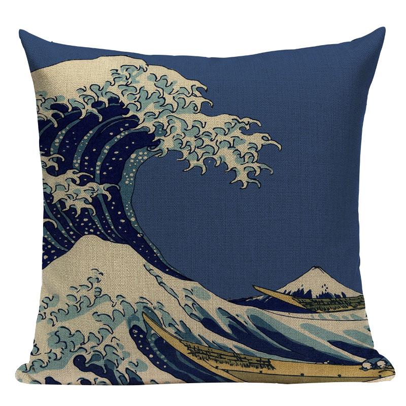 Vintage Surf Dekorační povlaky na polštáře Japonský styl Polštář Polštář Dekor Polštáře Pro Domov Vlastní jeřáb ryba Pohovka Povlak na polštář