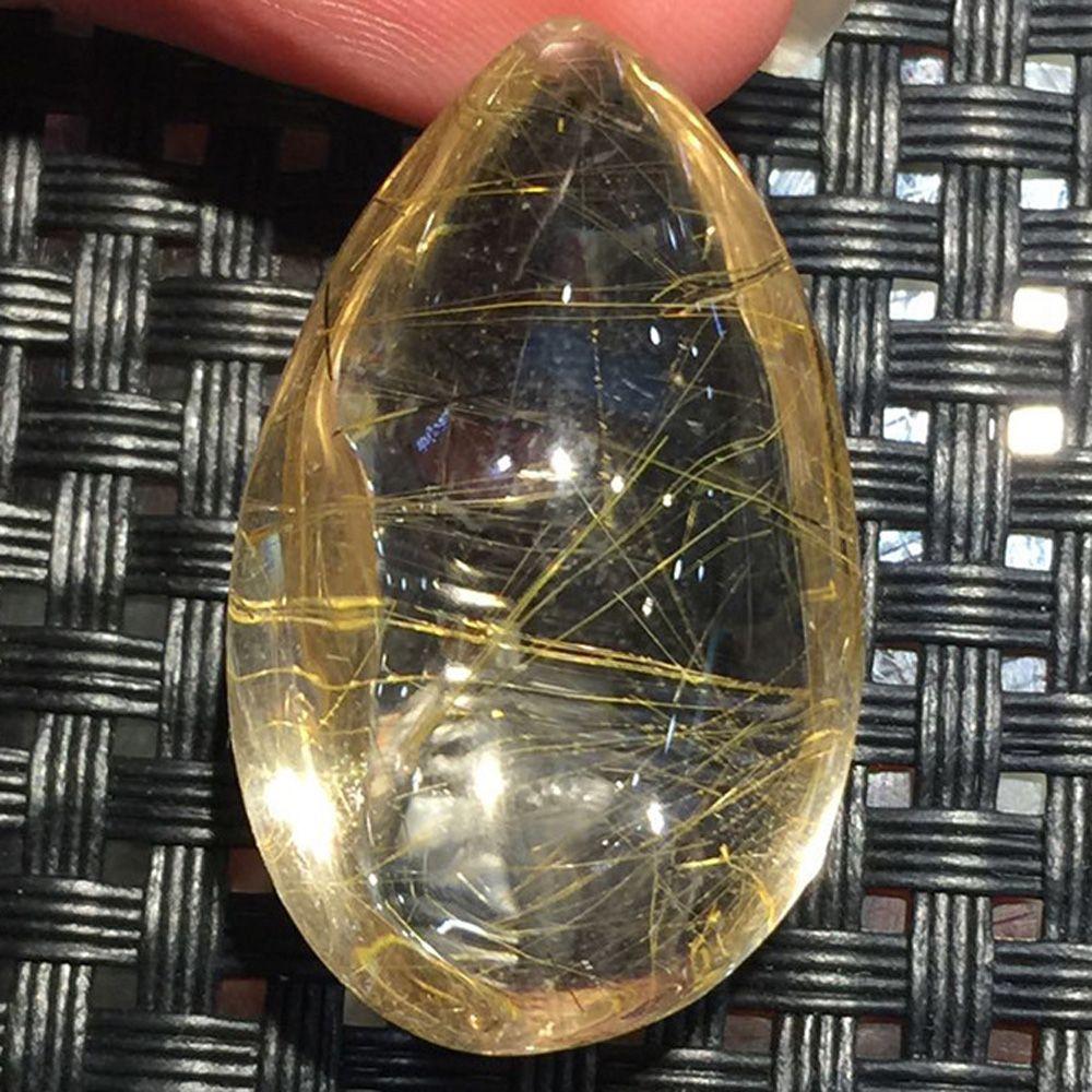 Mineral Specimens Polished Pendant Natural Hair Crystal Healing Stone Rutilated Quartz Yellow Hairstone
