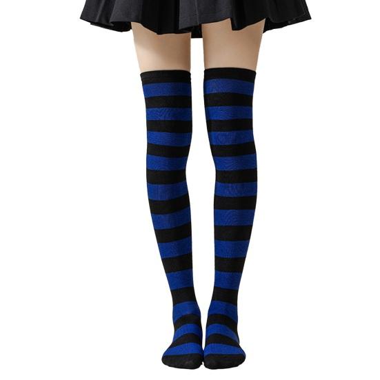 Meias Listradas até a Coxa Meias Acima do Joelho Meias até a Coxa para Retrô Elásticas Femininas Coloridas Meninas Cosplay Lolita