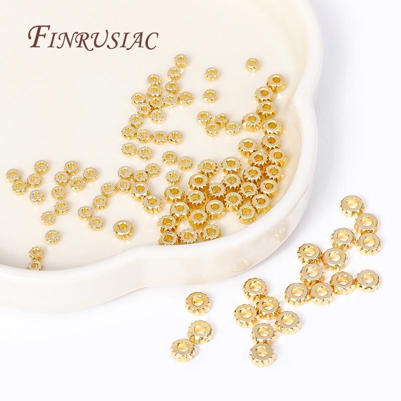 Wholesale Metal Bulk Beads 18K Gold Plated Brass Round Corrugated Spacer Beads For Bracelet Necklace DIY Beading Jewelry Making