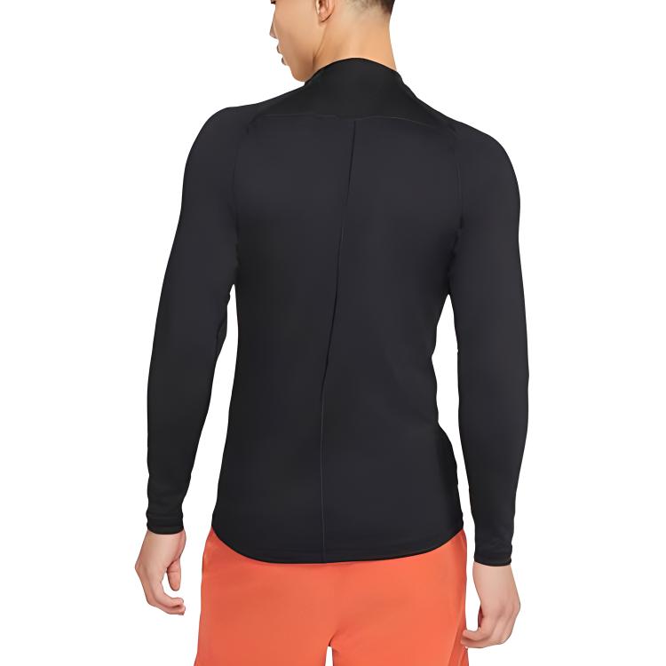 Nike Camiseta de Fitness de Manga Larga con Cuello Alto Fina para Hombre Tops Negro FB7909-010