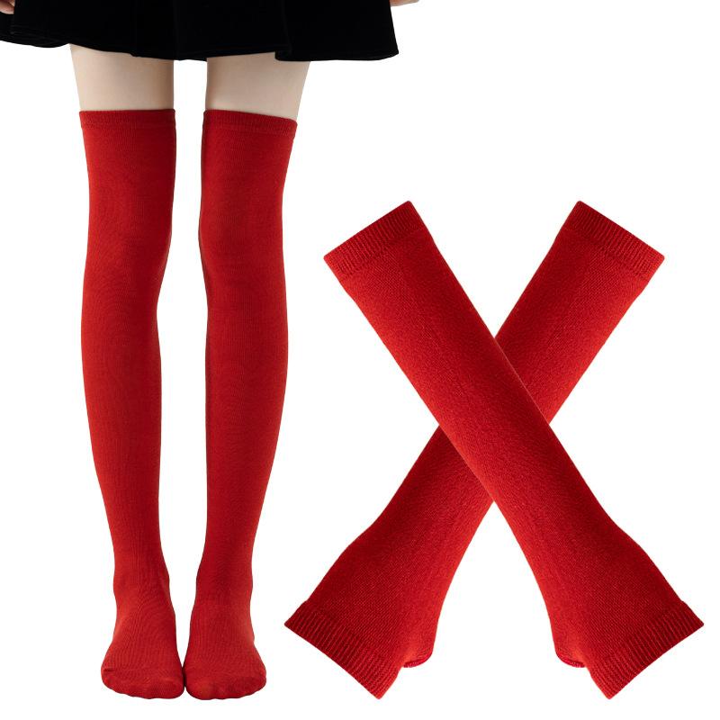 1 Set Women Girls Over Knee Long Stripe Printed Thigh High Cotton Socks Arm Sleeve Gothic Harajuku Gloves Sweet Cute Socks