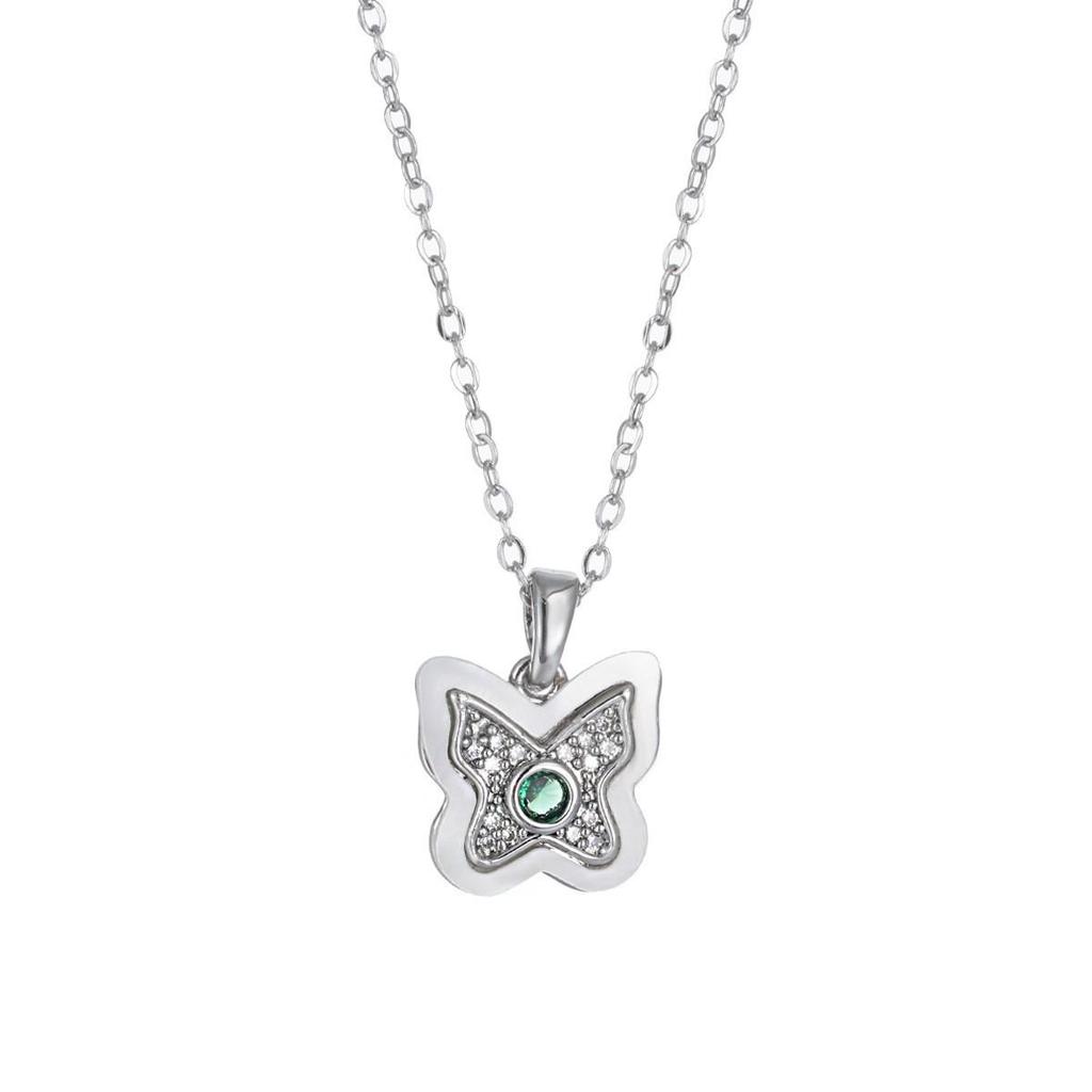 Women's Butterfly Zirconia Clavicle Necklace: Elegant, Fashionable, Titanium Steel Jewelry