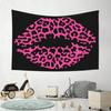 Rosa Leopardendruck Lippen Wandteppich Ausgefallene Modische Wanddekoration für Wohnzimmer Einzigartiger Glamour-Stil Hochwertiges Wohnaccessoire