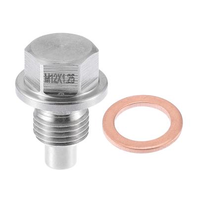 A ABSOPRO Car Engine Magnetic Drain Plug Stainless Steel with Copper Washers M12x1.25