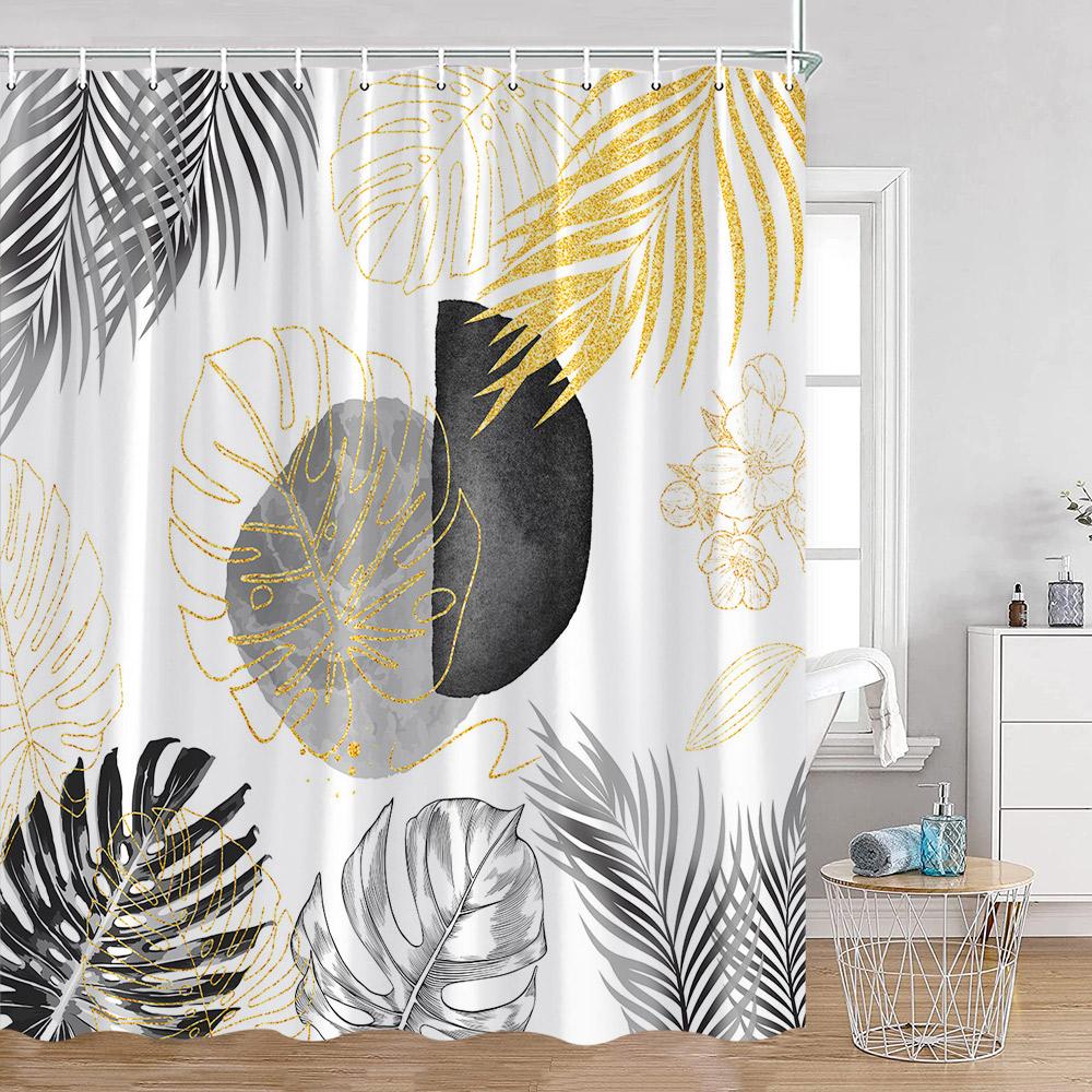 Tende da Doccia Geometriche Astratte Decorazioni Bagno Minimaliste Nordiche di Metà Secolo Tenda da Bagno Moderna in Poliestere con Ganci