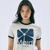 [mardimercredi] RINGER TSHIRT BIG SQUARE FLOWER_BEIGE NAVY
