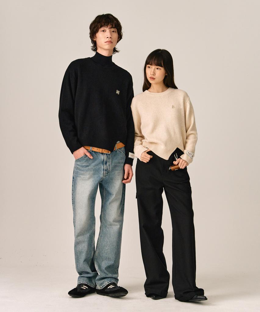 Seteo Dublin Asymmetrical Cashmere Blend Knit Olive Khaki (Type B)